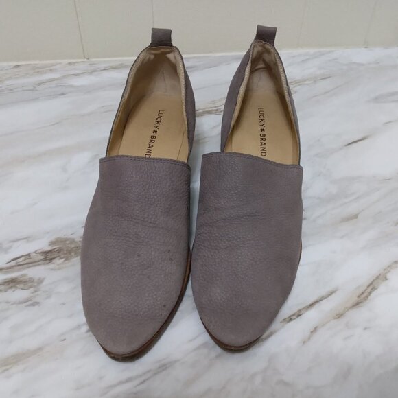 Lucky Brand | Morriah Gray Taupe Leather Ankle Shooties Bootie Loafer | Size 10 - Picture 2 of 8